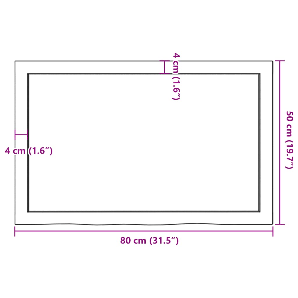 Stolna ploča svjetlosmeđa 80x50x(2-4) cm tretirana hrastovina