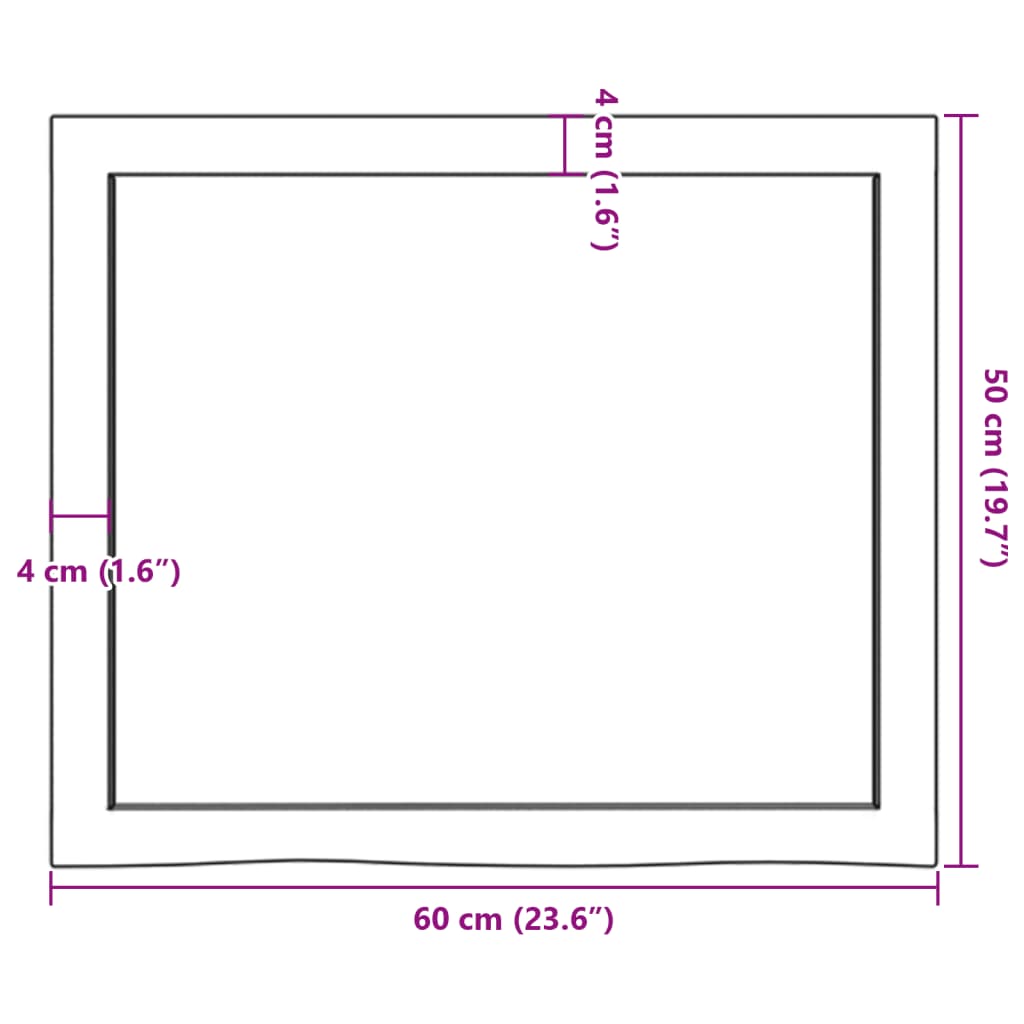 Stolna ploča tamnosmeđa 60x50x(2-4) cm obrađena masivna hrast
