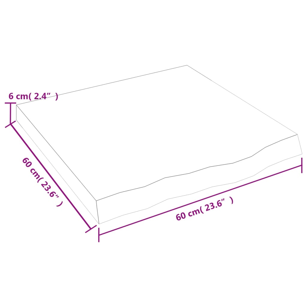 Stolna ploča tamnosmeđa 60x60x(2-6) cm tretirana hrastovina