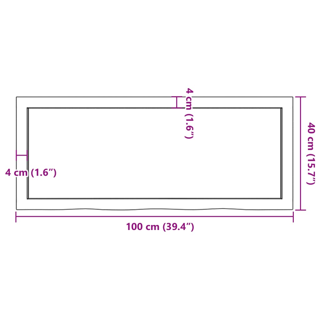 Stolna ploča tamnosmeđa 100x40x(2-6) cm obrađena masivna hrast