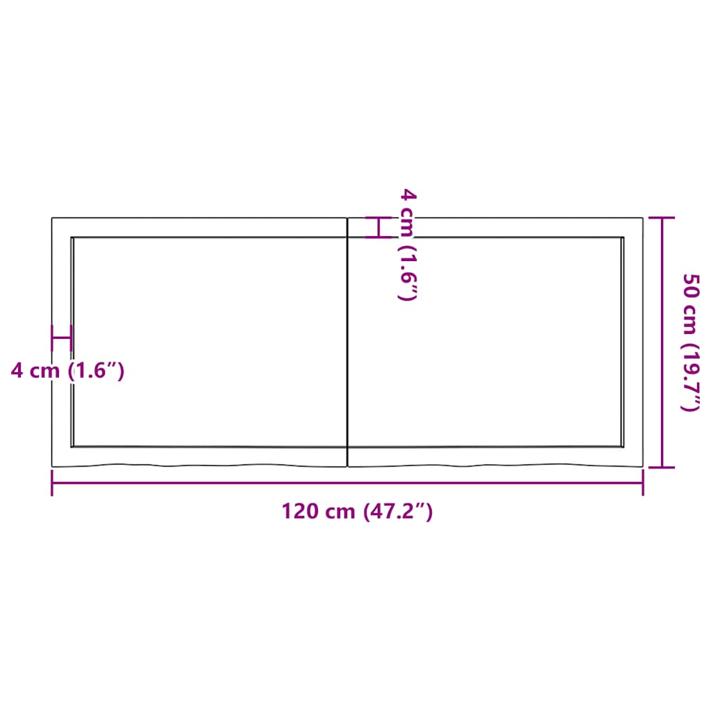 Stolna ploča tamnosmeđa 120x50x(2-4) cm obrađena masivna hrast