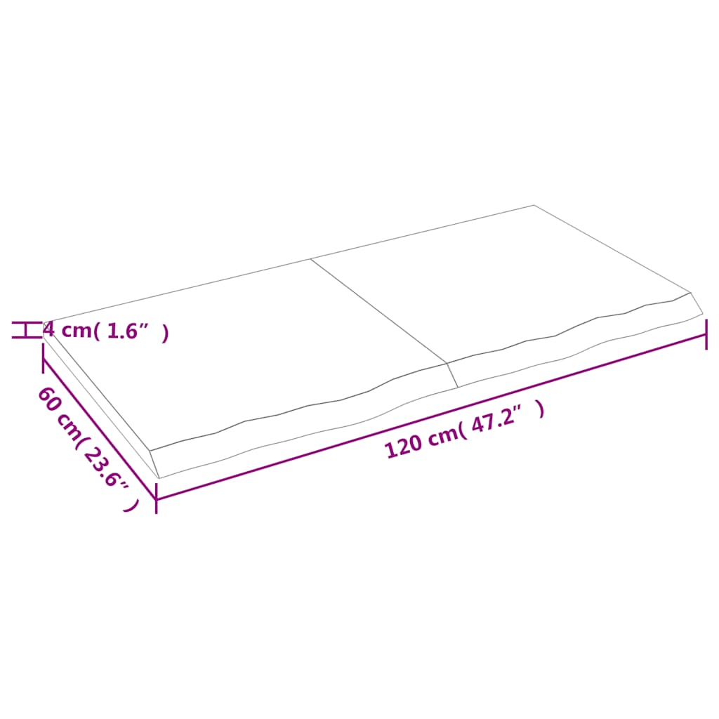 Stolna ploča tamnosmeđa 120x60x(2-4) cm obrađena masivna hrast