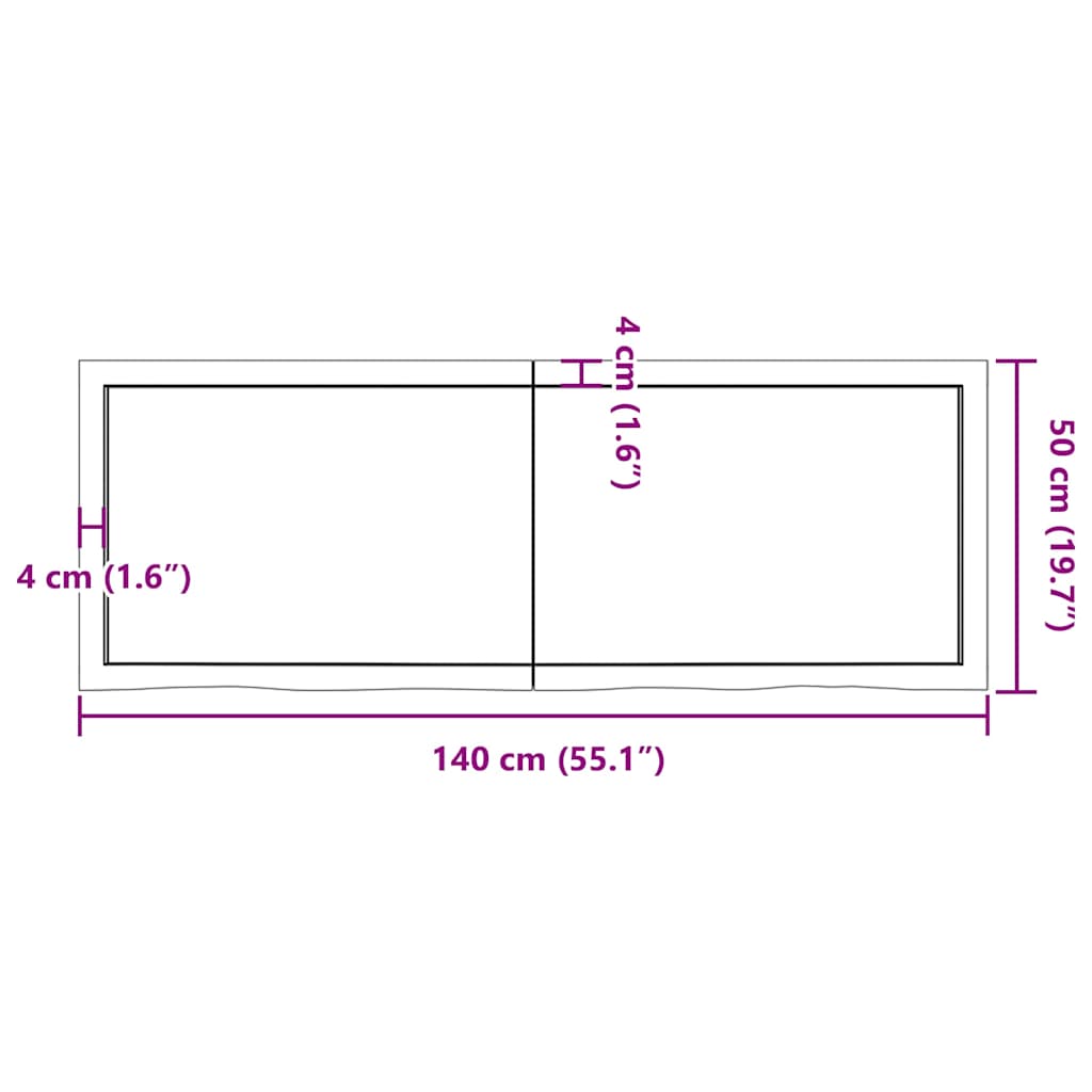 Stolna ploča tamnosmeđa 140x50x(2-6) cm tretirana hrastovina