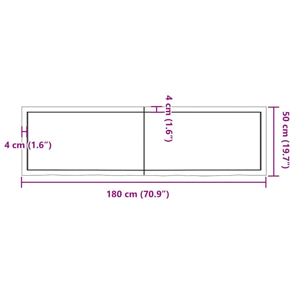 Stolna ploča tamnosmeđa 180x50x(2-6) cm obrađeni masivni hrast
