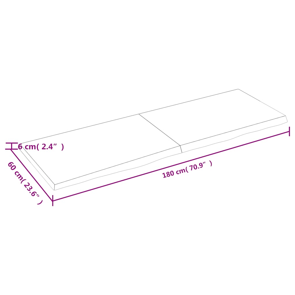 Stolna ploča tamnosmeđa 180x60x(2-6) cm obrađena masivna hrast