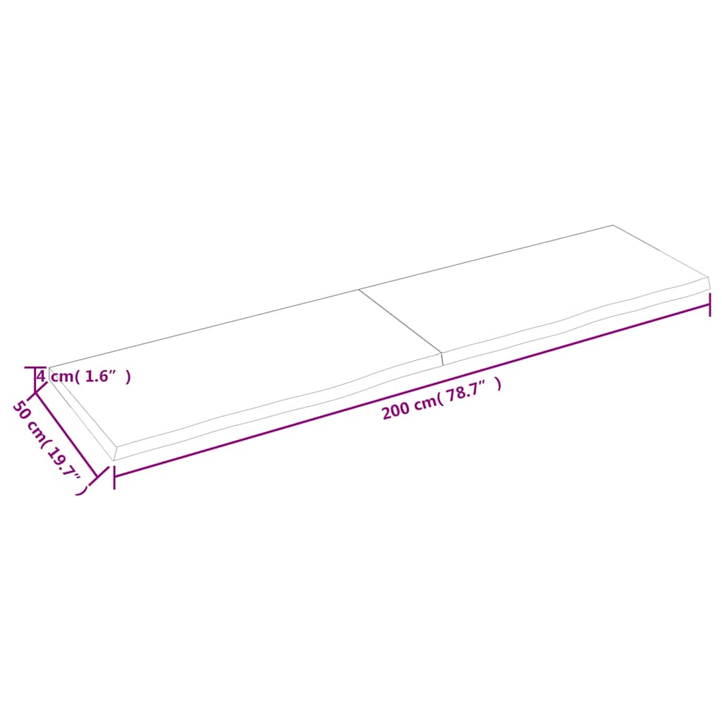 Stolna ploča tamnosmeđa 200x50x(2-4) cm obrađena masivna hrast