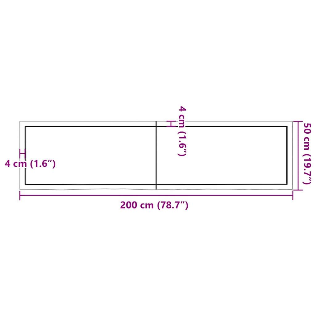 Stolna ploča tamnosmeđa 200x50x(2-6) cm obrađeni masivni hrast