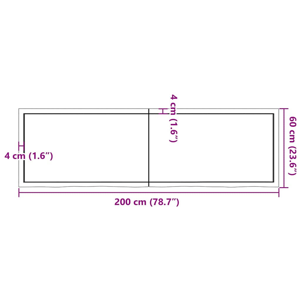 Stolna ploča tamnosmeđa 200x60x(2-4) cm obrađena masivna hrast