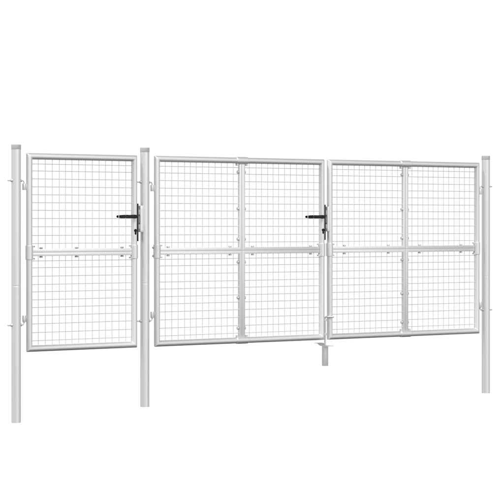 Vrtna vrata od mreže srebrne boje 400 x 125 cm pocinčani čelik