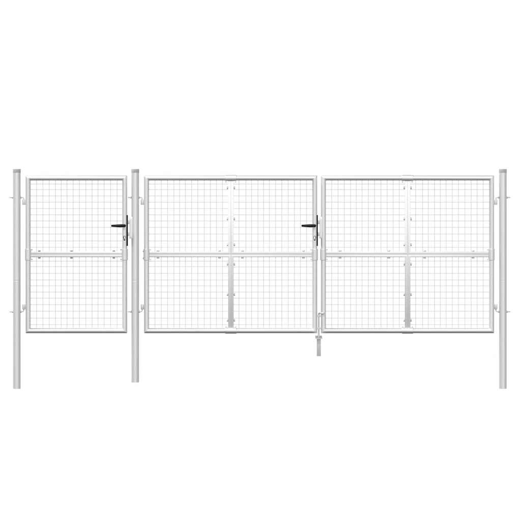 Vrtna vrata od mreže srebrne boje 400 x 125 cm pocinčani čelik
