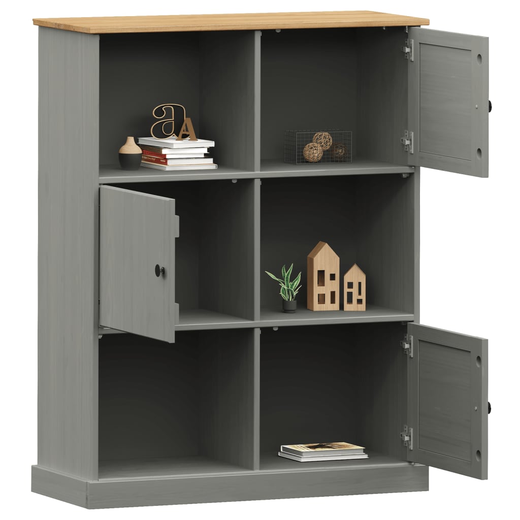 Regal za knjige VIGO sivi 90x35x114,5 cm od masivne borovine