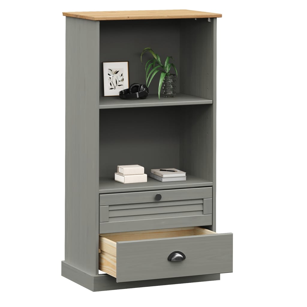 Regal za knjige VIGO sivi 60x35x114,5 cm od masivne borovine
