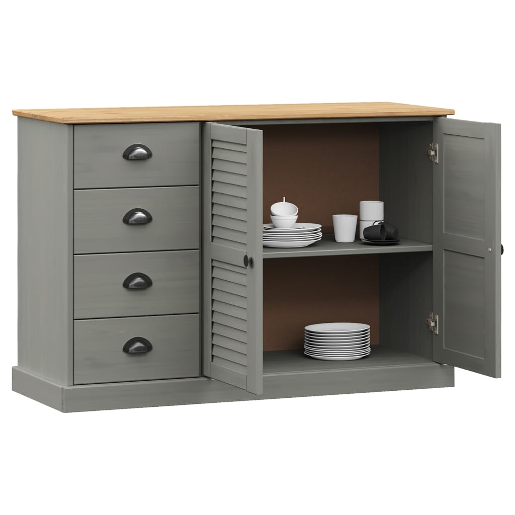 Komoda s ladicama VIGO 113x40x75 cm siva od masivne borovine