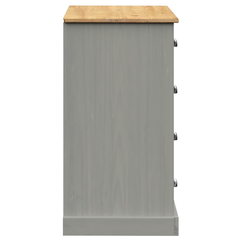 Komoda s ladicama VIGO 113x40x75 cm siva od masivne borovine