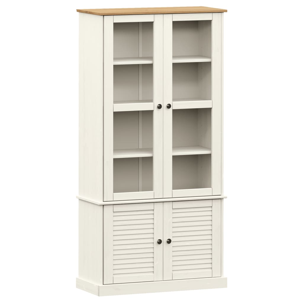 Vitrina sa staklom VIGO bijela 85x35x170 cm od masivne borovine