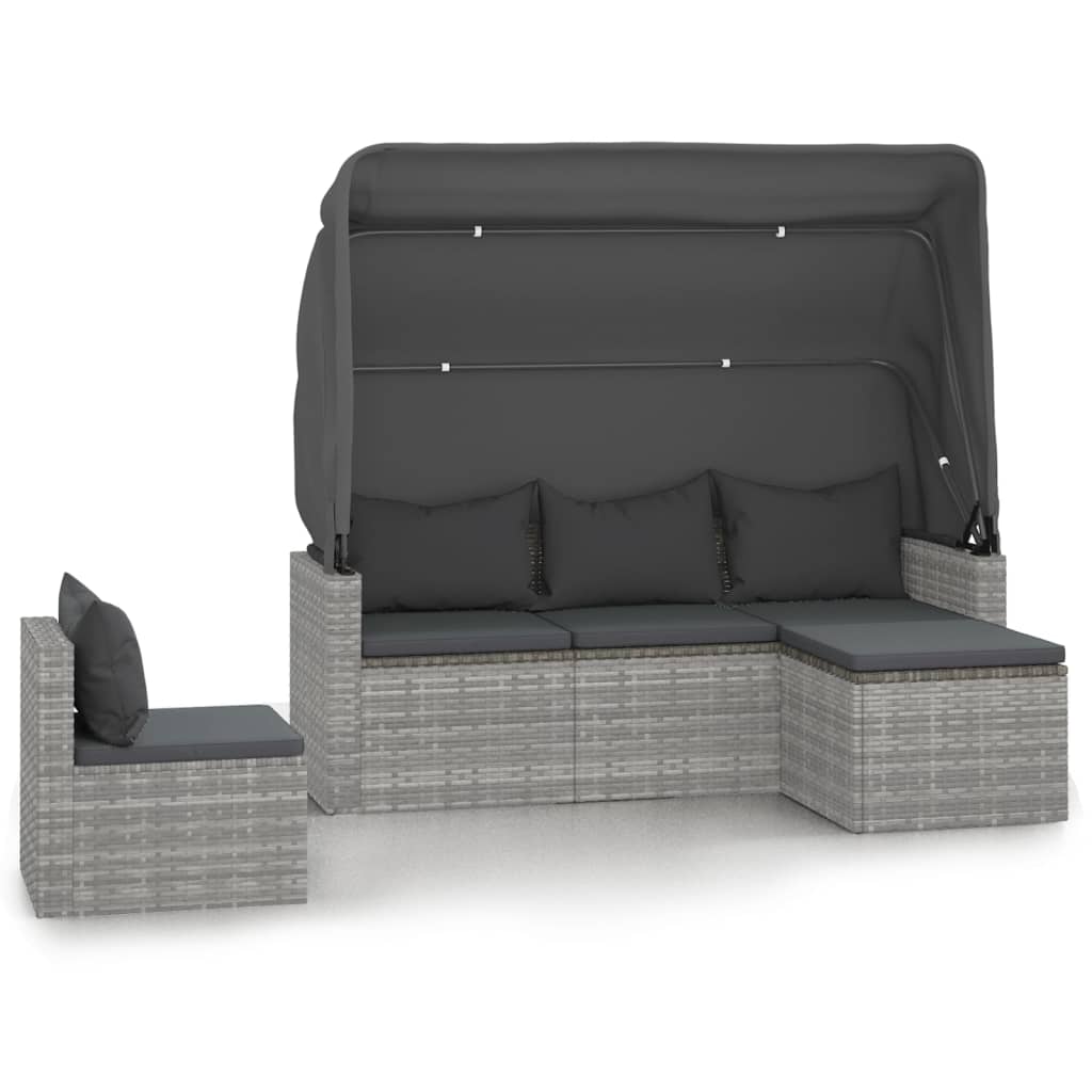 4-dijelni set vrtnih sofa od poliratana s jastucima sivi