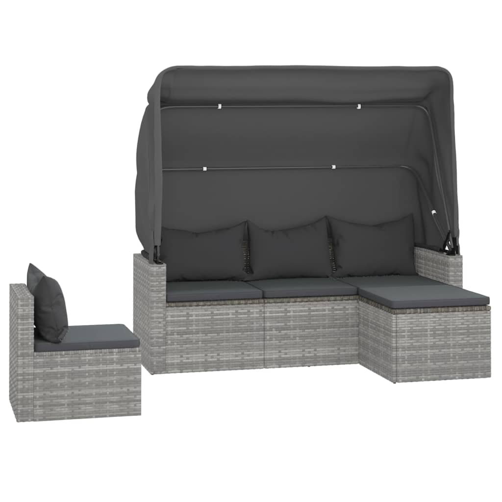 4-dijelni set vrtnih sofa od poliratana s jastucima sivi