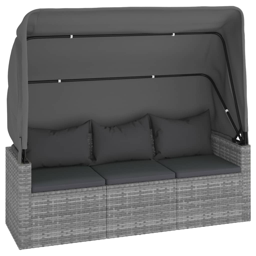 4-dijelni set vrtnih sofa od poliratana s jastucima sivi