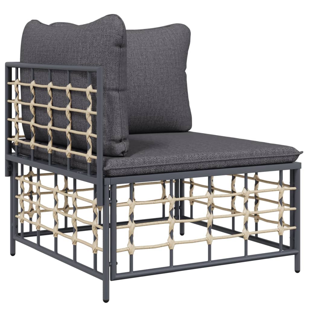 3-dijelna vrtna garnitura od poliratana s jastucima antracit