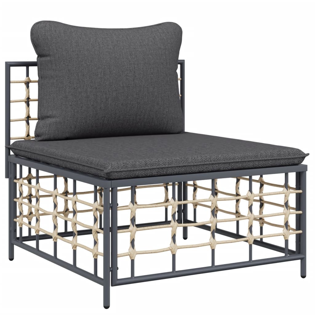 3-dijelna vrtna garnitura od poliratana s jastucima antracit