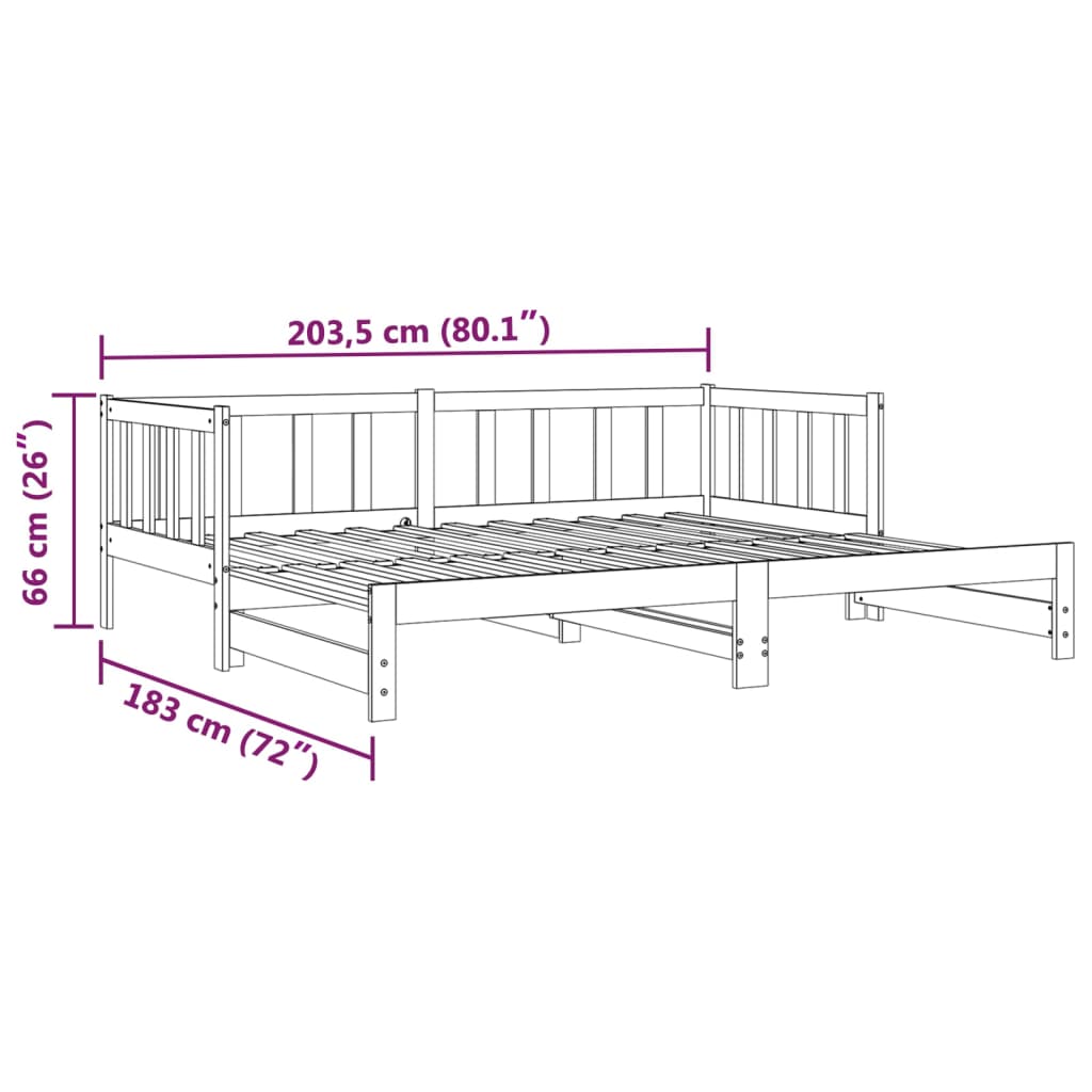 Dnevni ležaj na izvlačenje bijeli 2x(90x200)cm masivna borovina
