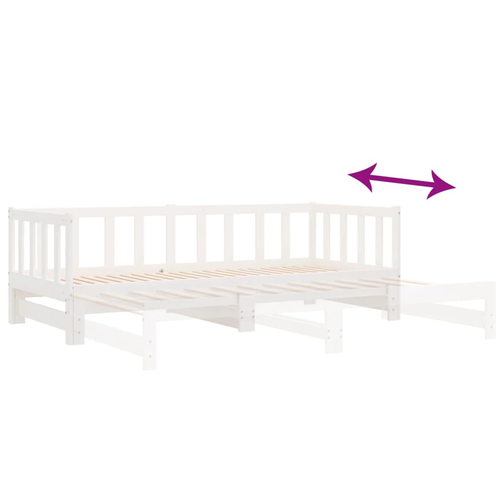 Dnevni ležaj na izvlačenje bijeli 2x(90x200)cm masivna borovina