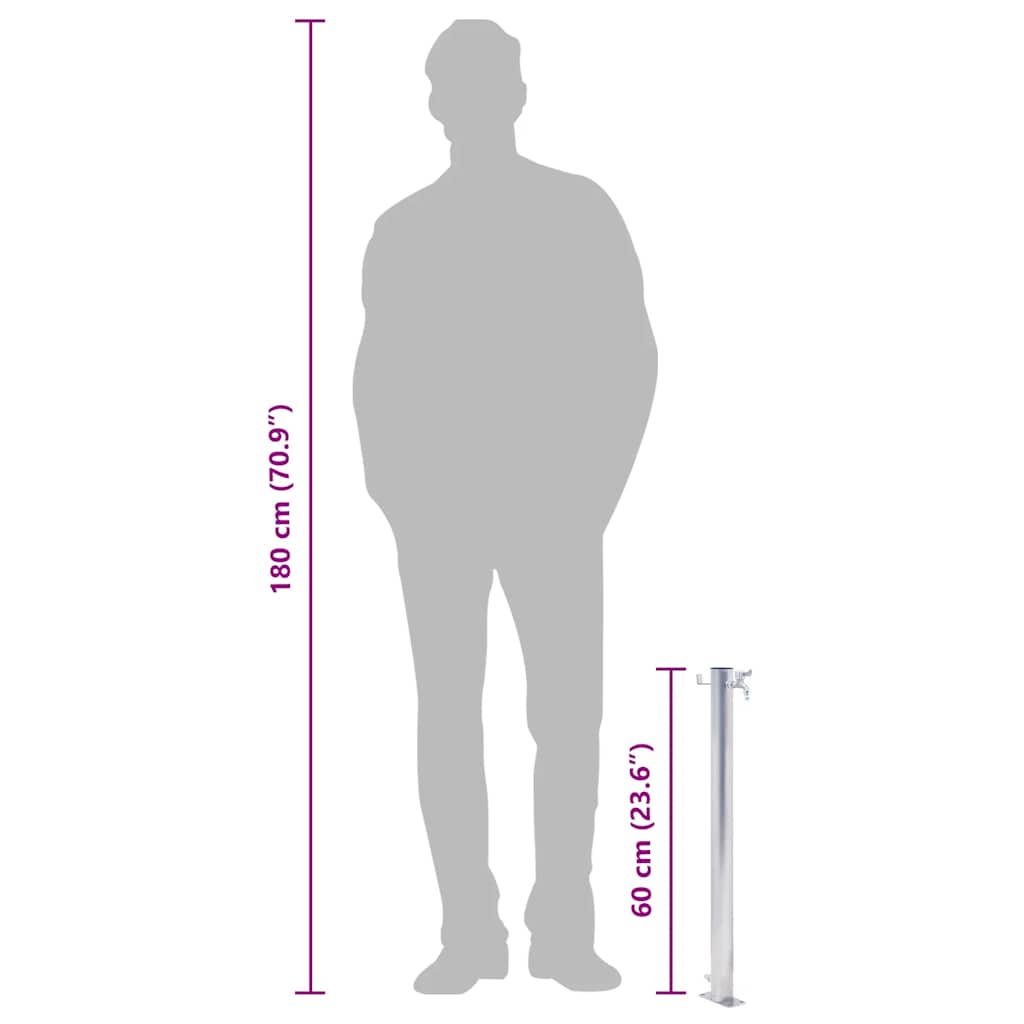 Vrtni stup za vodu 60 cm od nehrđajućeg čelika okrugli