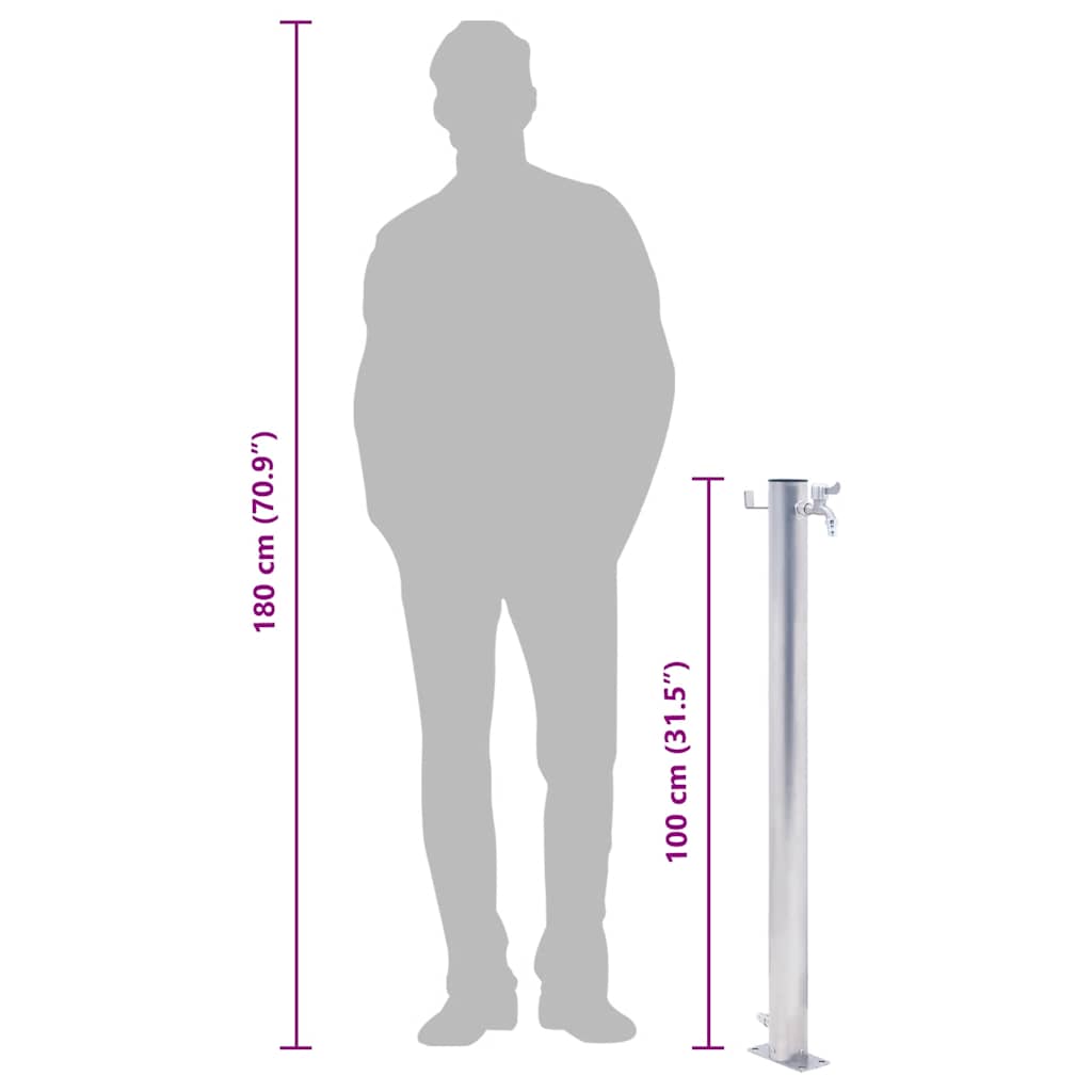 Vrtni stup za vodu 100 cm od nehrđajućeg čelika okrugli