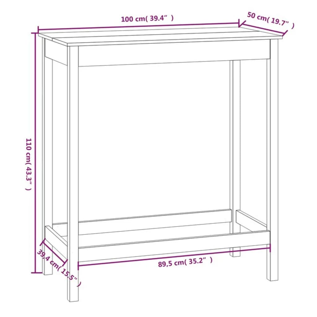 Barski stol 100 x 50 x 110 cm od masivne borovine