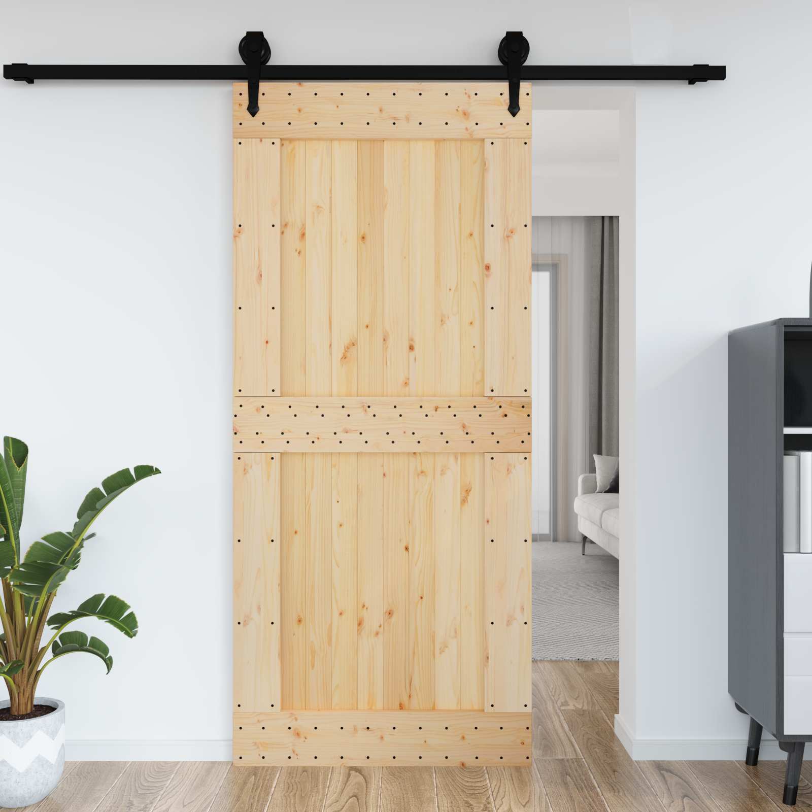 Vrata NARVIK Prirodna 100 x 210 cm Čvrsta borovina