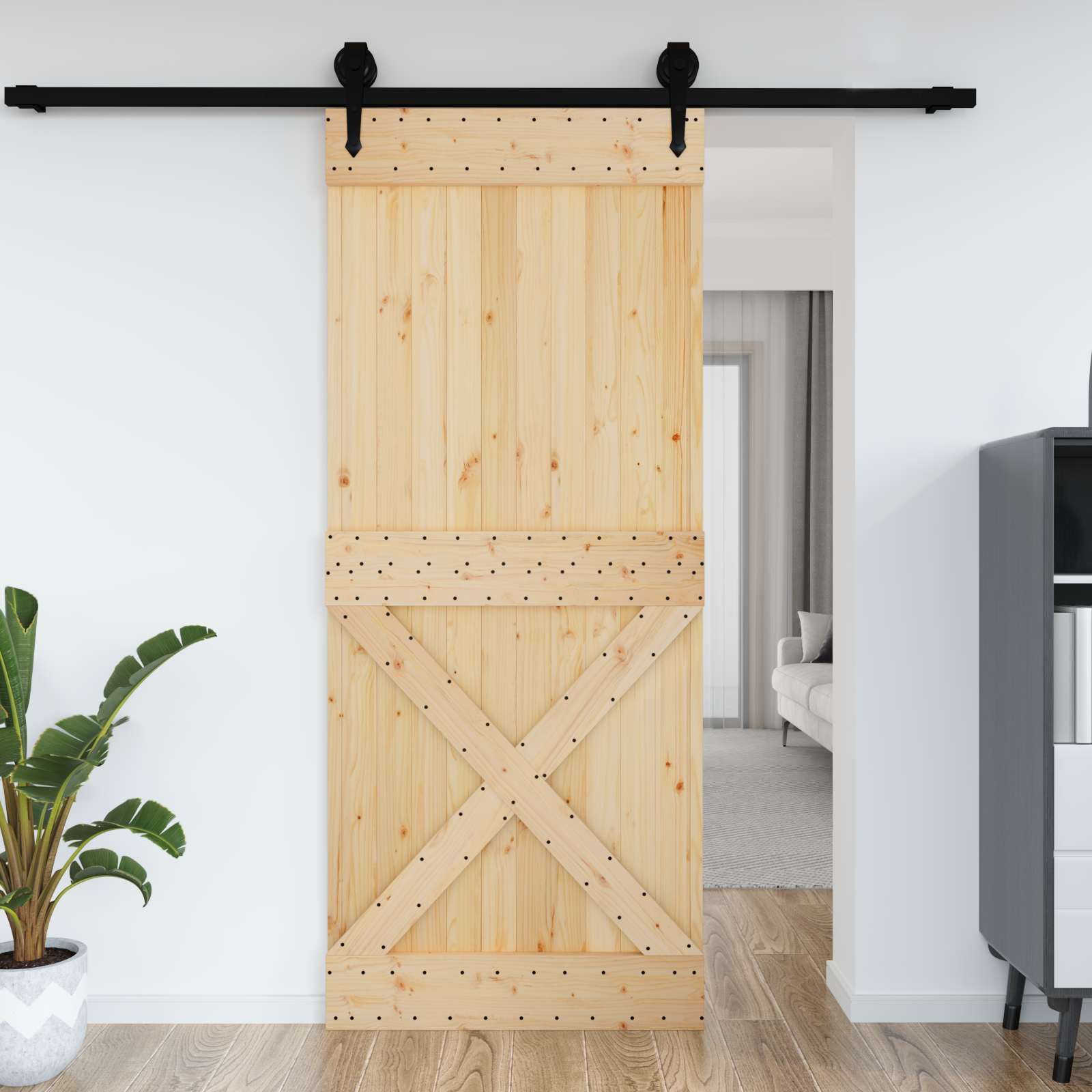 Vrata NARVIK Prirodna 95 x 210 cm Čvrsta borovina