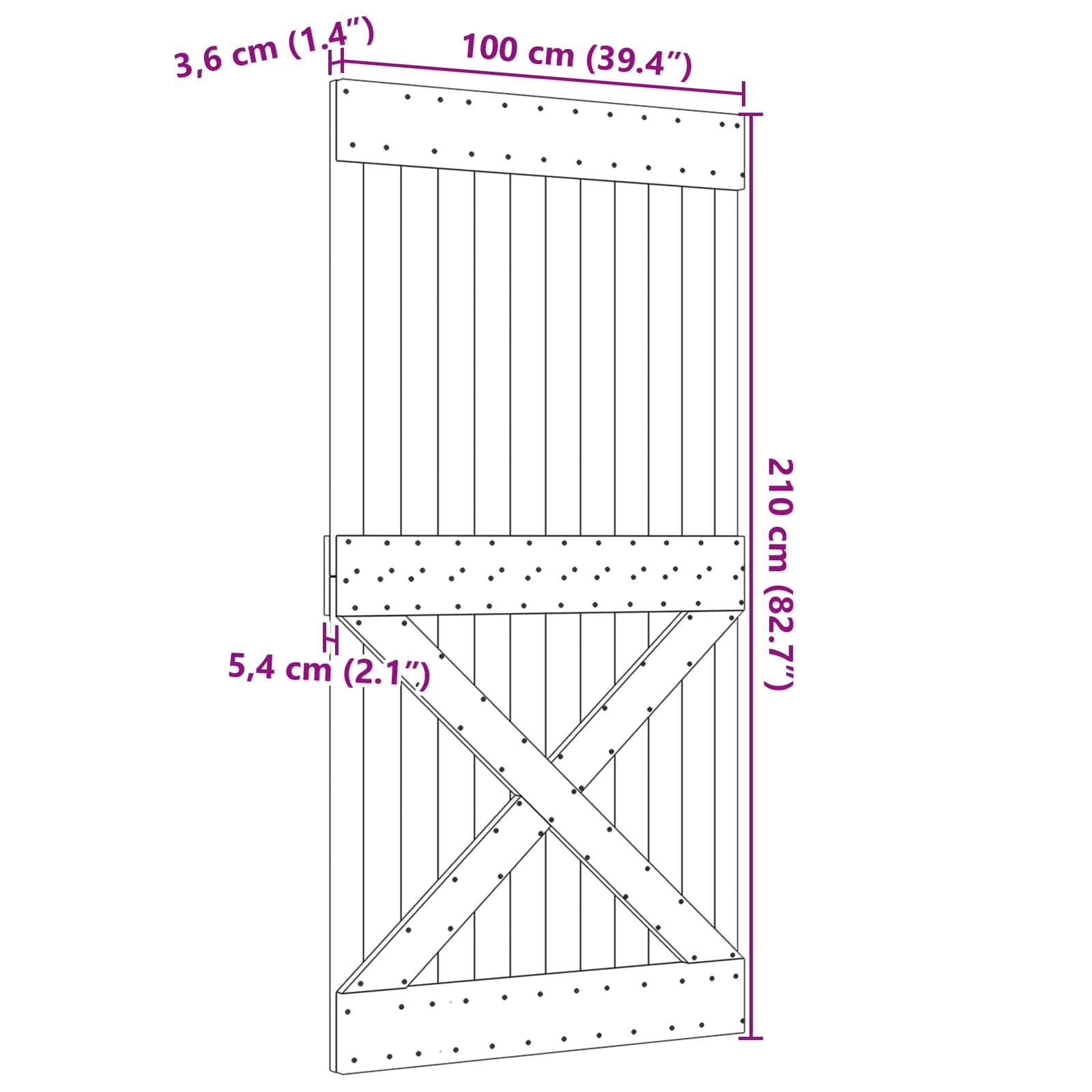 Vrata NARVIK Prirodna 100 x 210 cm Čvrsta borovina