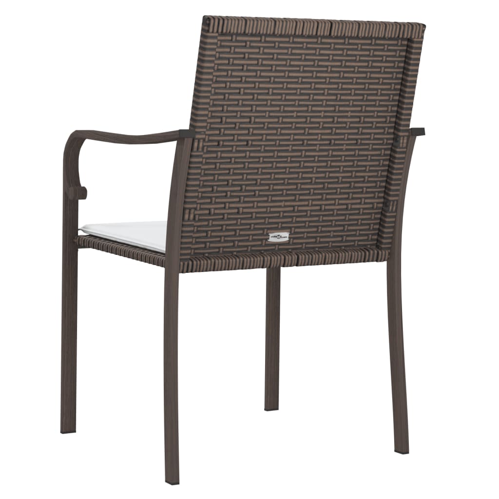 Vrtne stolice s jastucima 4 kom smeđe 56x59x84 cm od poliratana