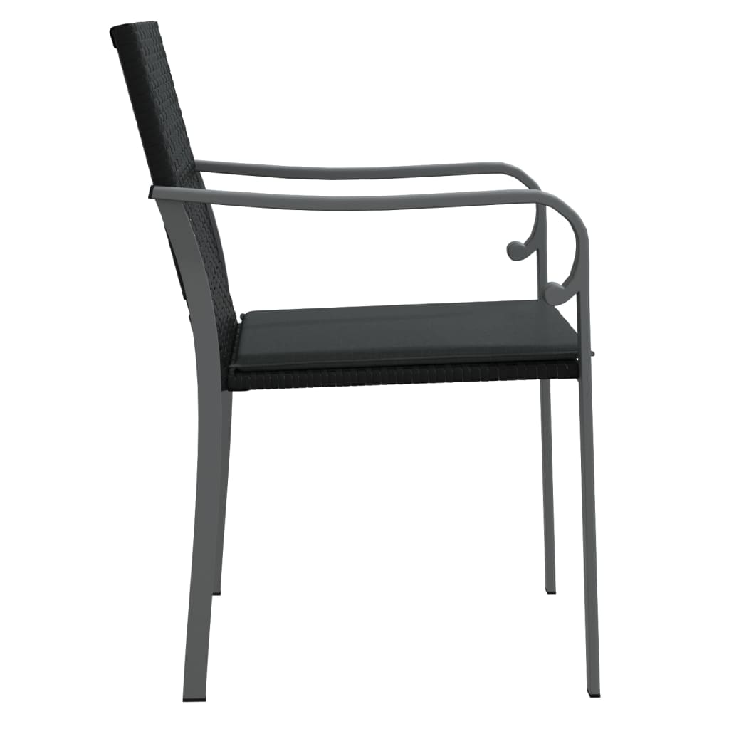 Vrtne stolice s jastucima 4 kom crne 56x59x84 cm od poliratana