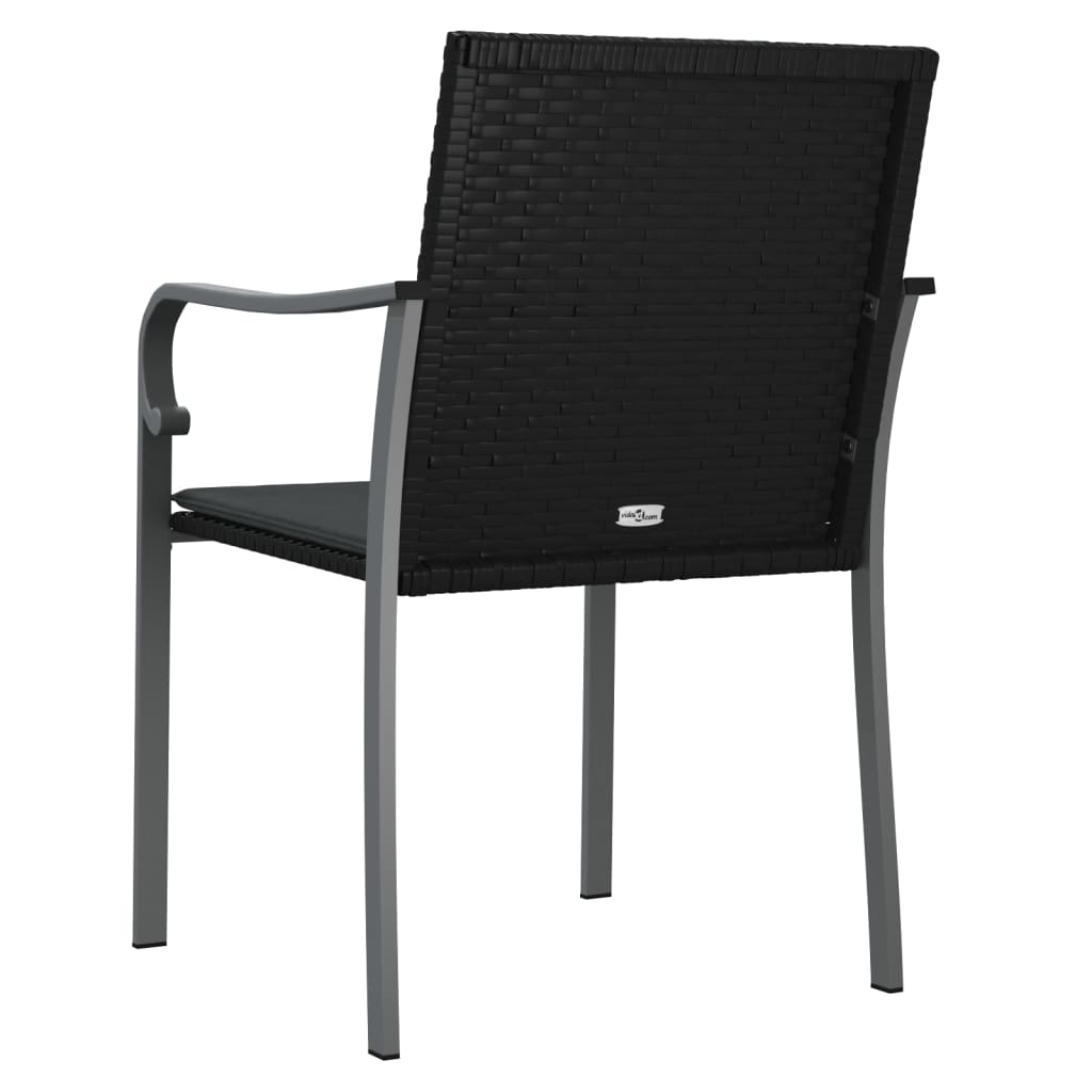 Vrtne stolice s jastucima 6 kom crne 56x59x84 cm od poliratana
