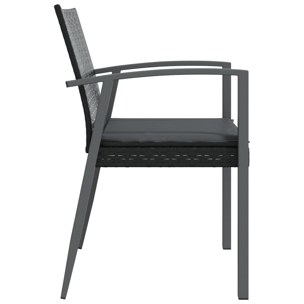 Vrtne stolice s jastucima 4 kom crne 56,5x57x83 cm poliratan