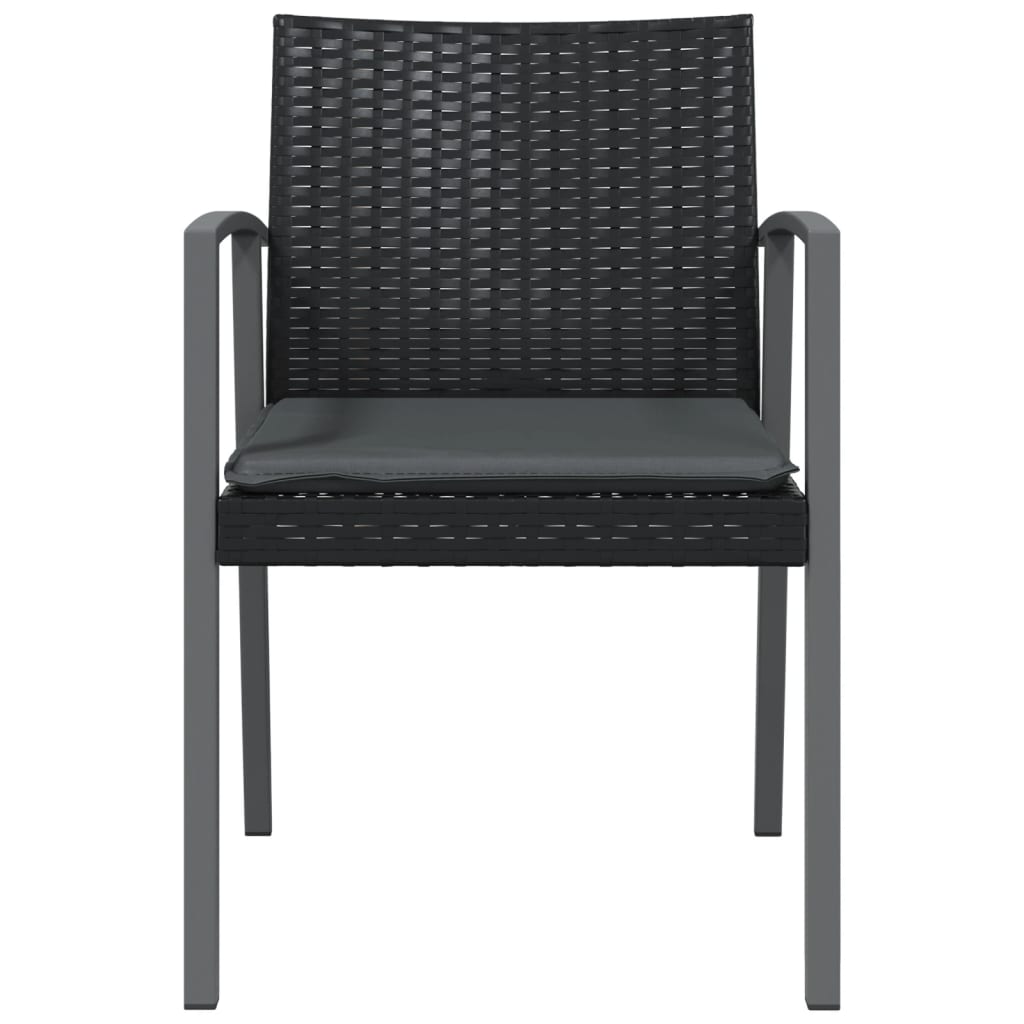 Vrtne stolice s jastucima 6 kom crne 56,5x57x83 cm poliratan