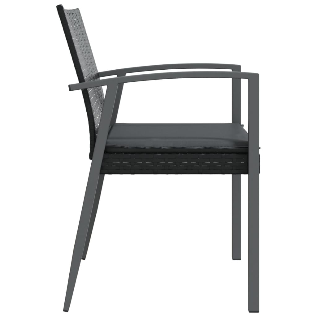 Vrtne stolice s jastucima 6 kom crne 56,5x57x83 cm poliratan