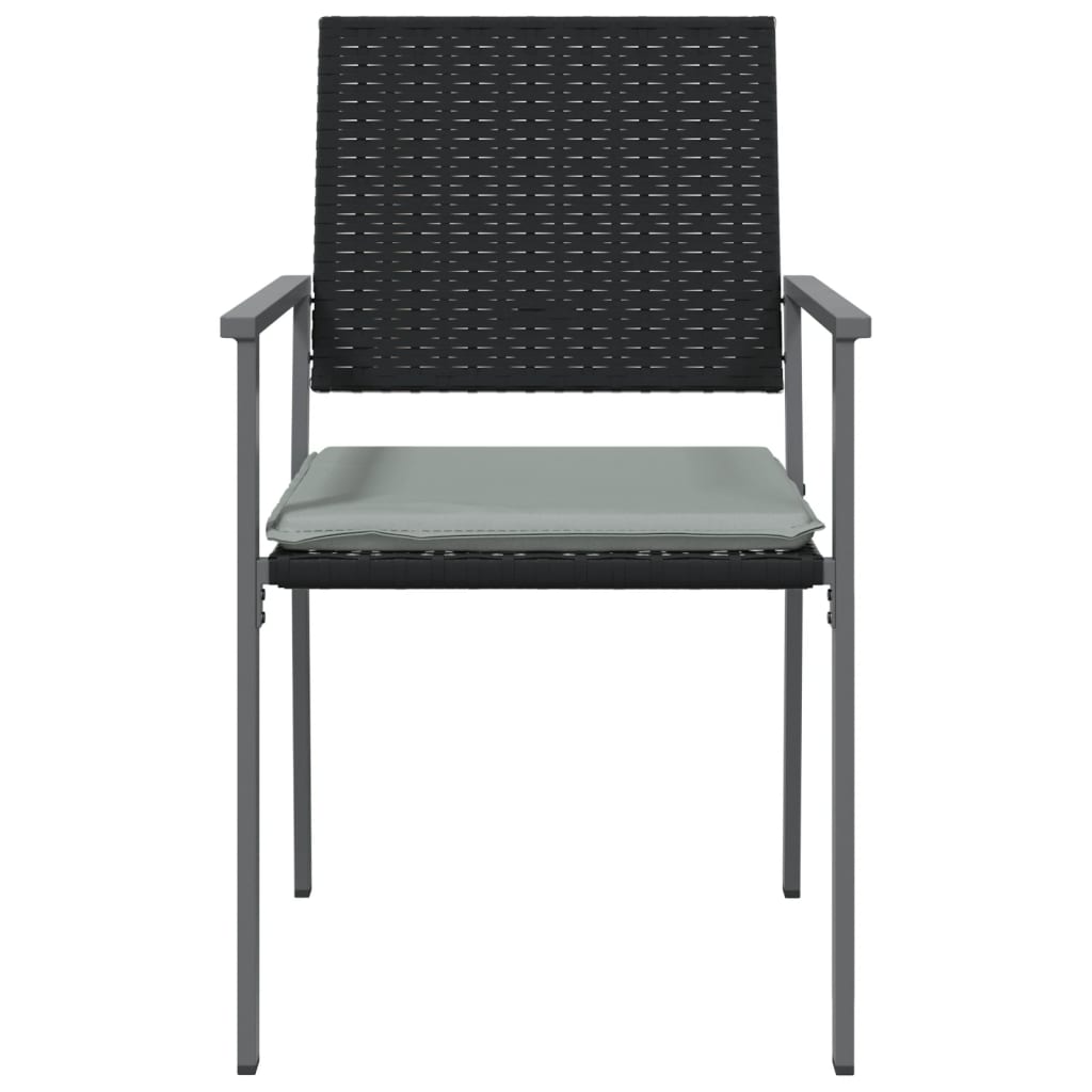 Vrtne stolice s jastucima 4 kom crne 54x62,5x89 cm poliratan