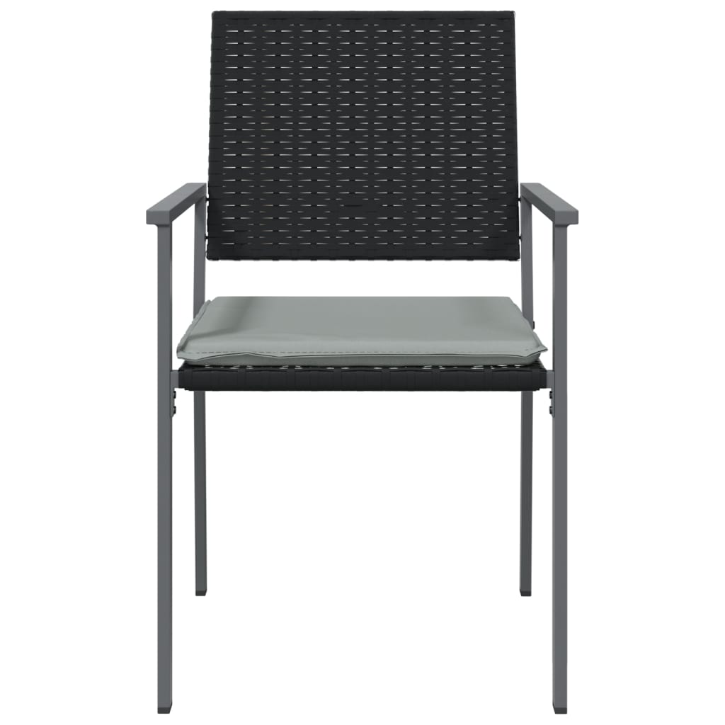 Vrtne stolice s jastucima 6 kom crne 54x62,5x89 cm poliratan
