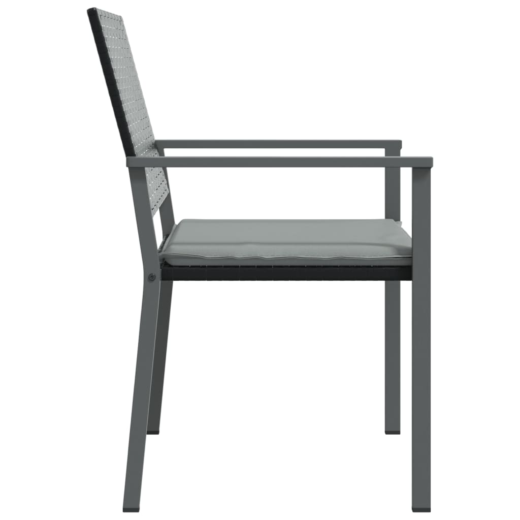 Vrtne stolice s jastucima 6 kom crne 54x62,5x89 cm poliratan
