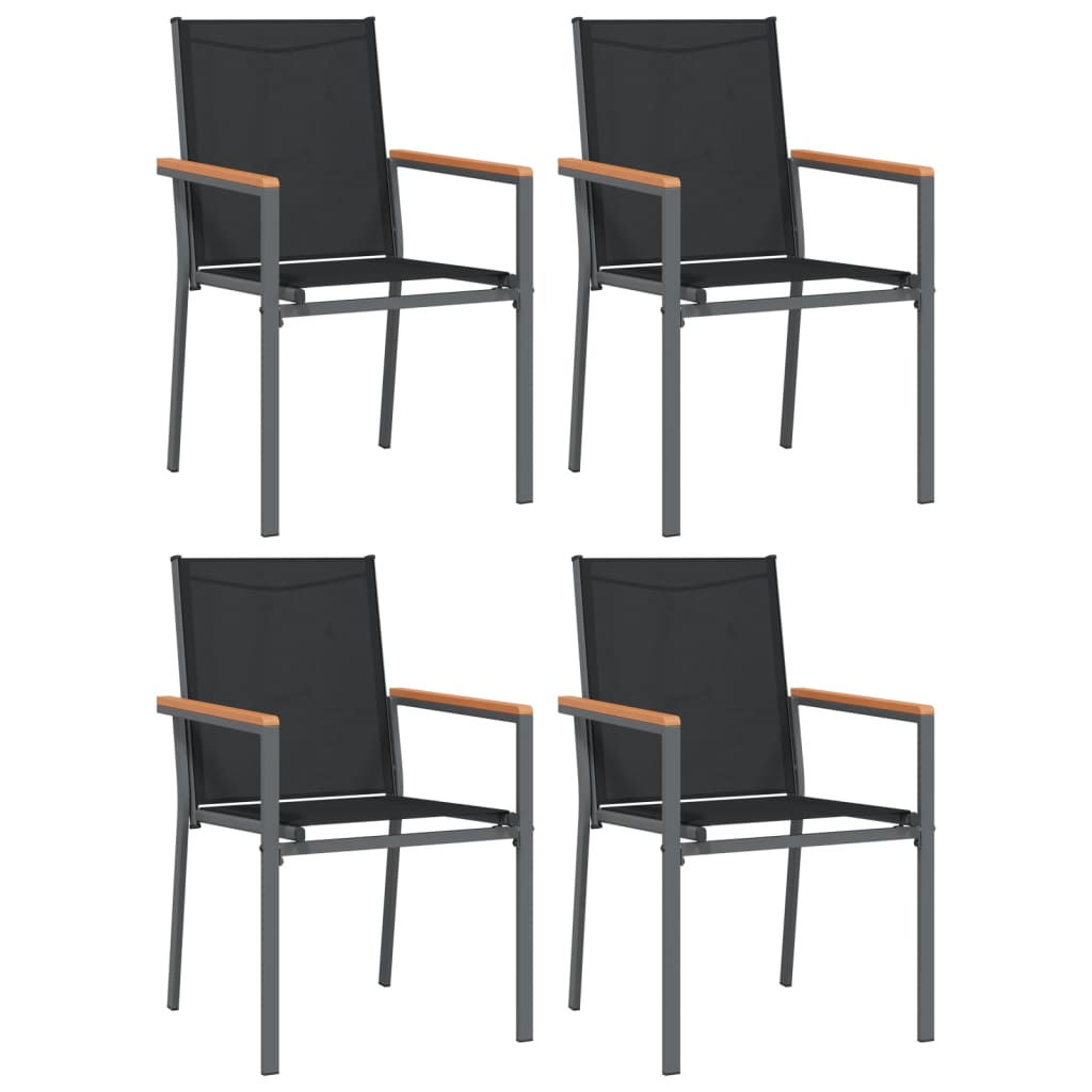 Vrtne stolice 4 kom crne 55 x 61,5 x 90 cm tekstilen i čelik