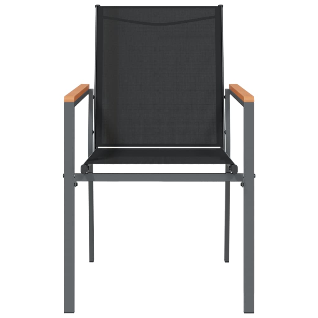 Vrtne stolice 4 kom crne 55 x 61,5 x 90 cm tekstilen i čelik