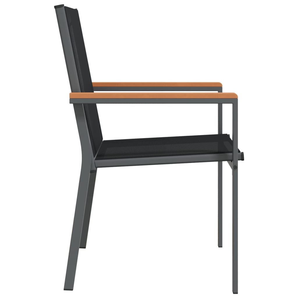 Vrtne stolice 6 kom crne 55 x 61,5 x 90 cm tekstilen i čelik