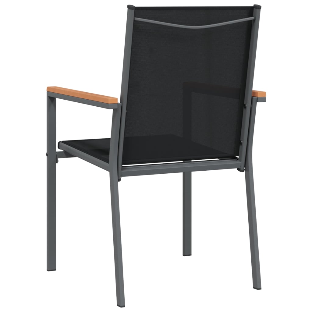 Vrtne stolice 6 kom crne 55 x 61,5 x 90 cm tekstilen i čelik