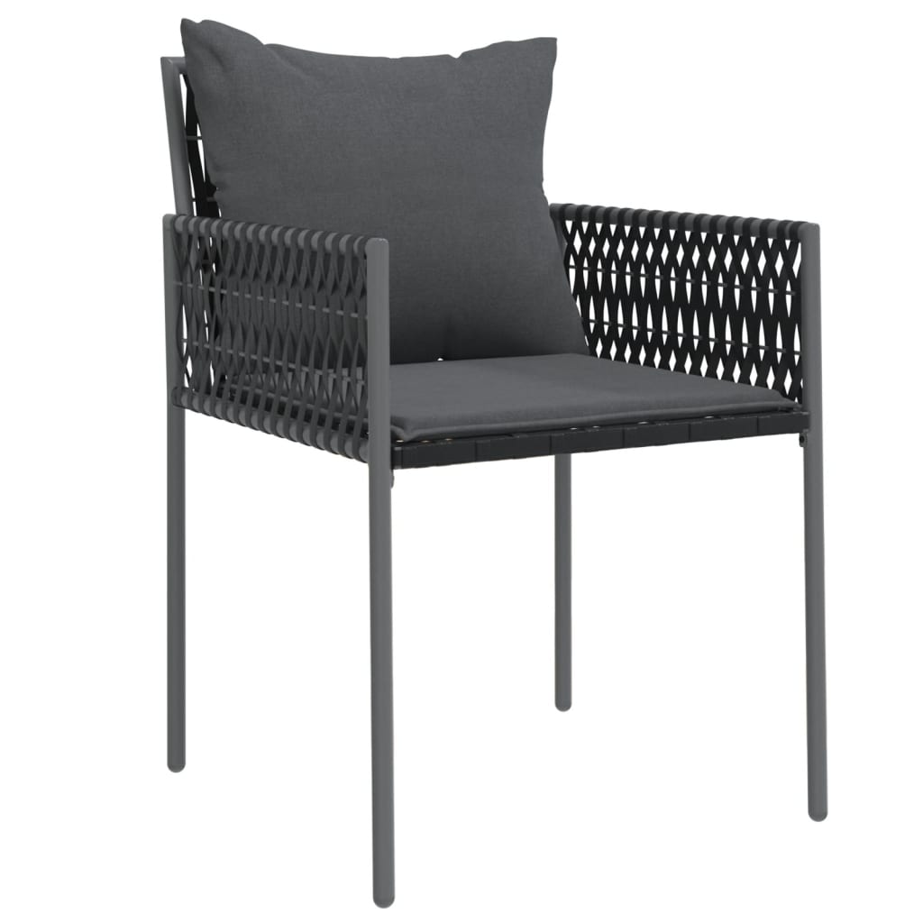 Vrtne stolice s jastucima 6 kom crne 54x61x83 cm od poliratana