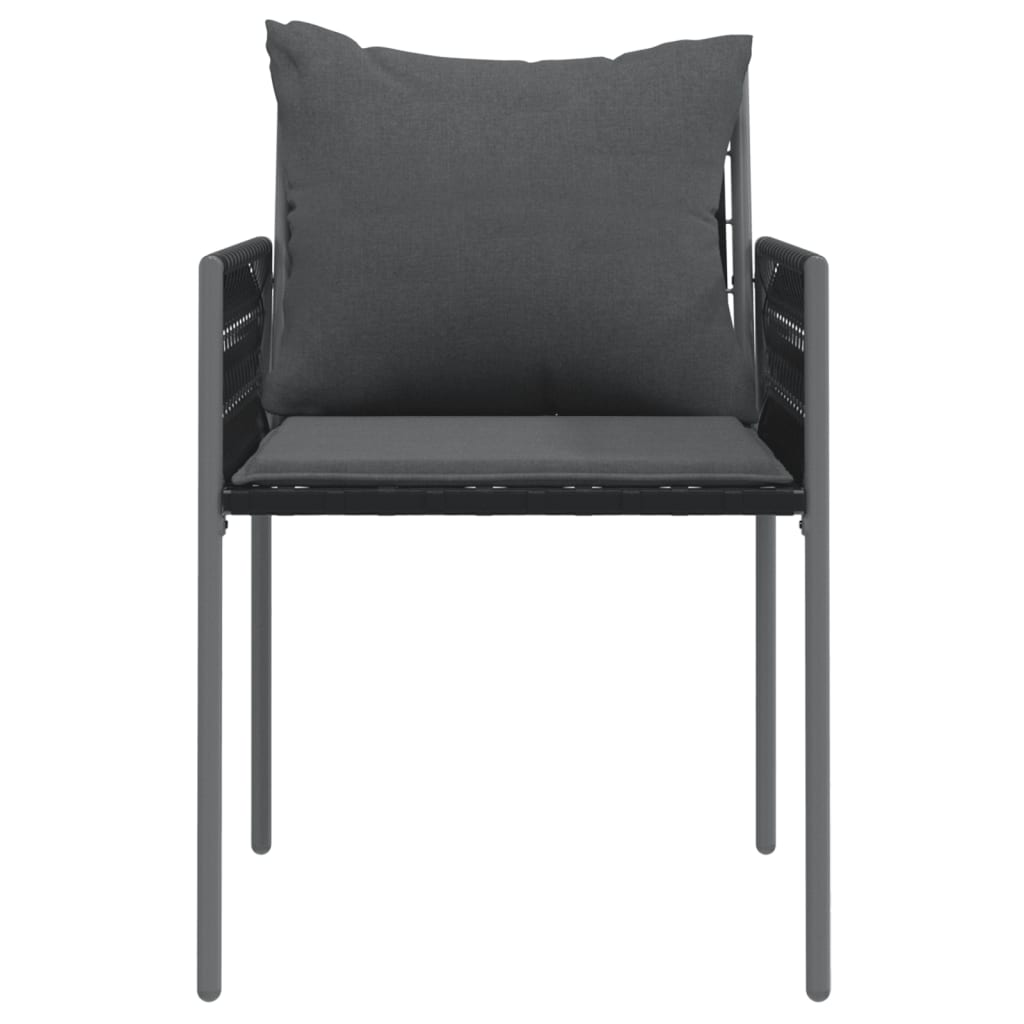 Vrtne stolice s jastucima 6 kom crne 54x61x83 cm od poliratana