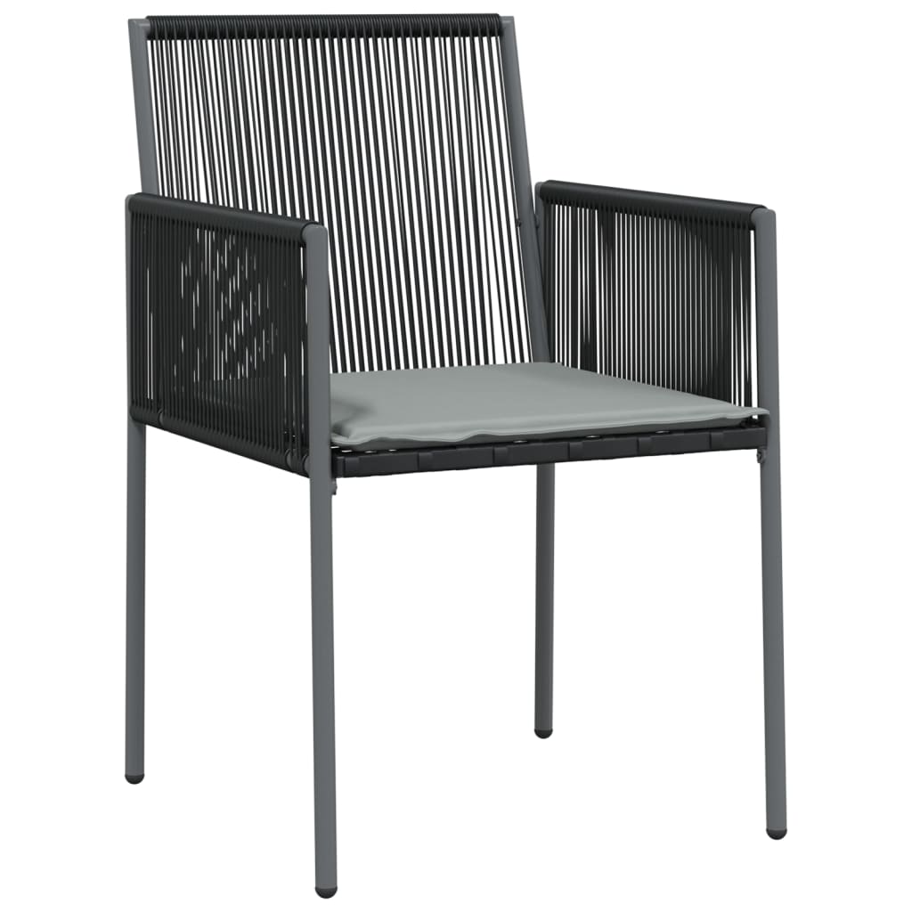 Vrtne stolice s jastucima 4 kom crne 54x60,5x83,5 cm poliratan