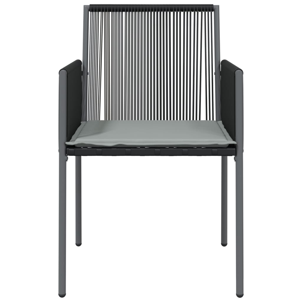 Vrtne stolice s jastucima 4 kom crne 54x60,5x83,5 cm poliratan