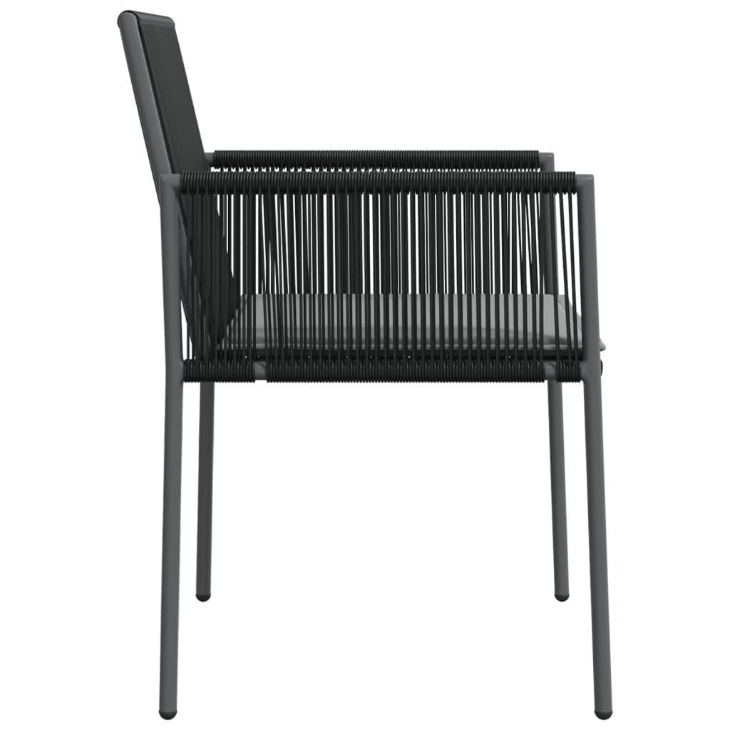 Vrtne stolice s jastucima 4 kom crne 54x60,5x83,5 cm poliratan